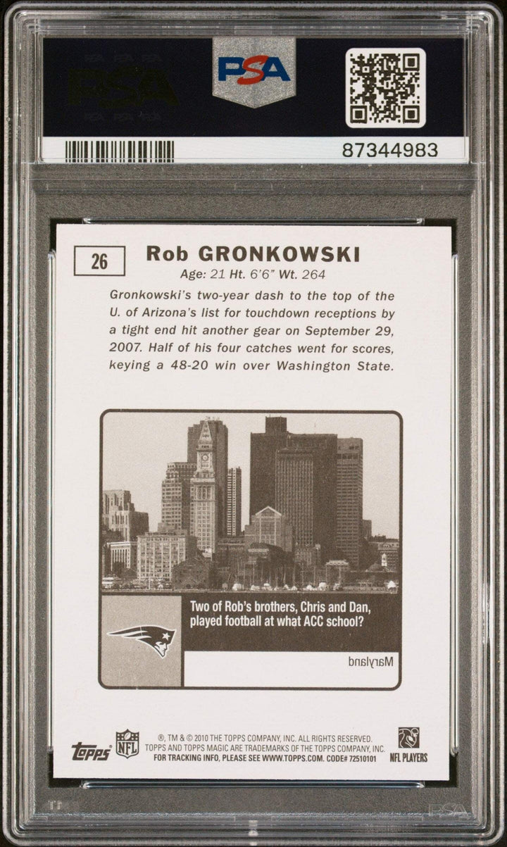 Graded 2010 Topps Magic Rob Gronkowski #26 Rookie RC Football Card PSA 10 Gem