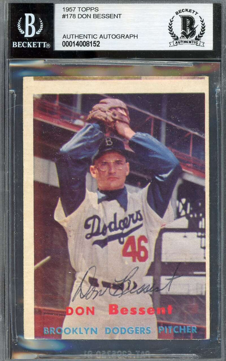 Don Bessent Beckett BAS Signed 1957 Topps Autograph