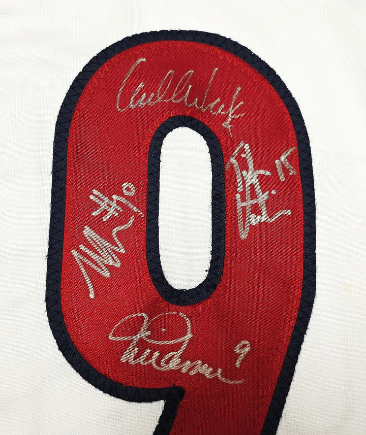 1999 Team USA Women's Soccer World Cup Champions Auto White Jersey 8 Sigs Hamm