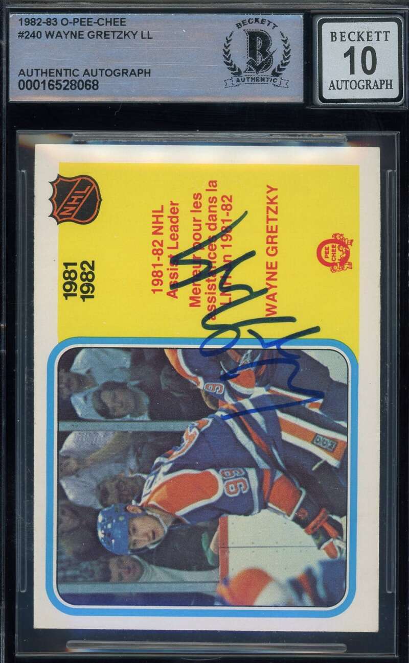 Wayne Gretzky Gem Mint 10 Beckett BAS Signed 1982-83 O-Pee-Chee Leaders Auto