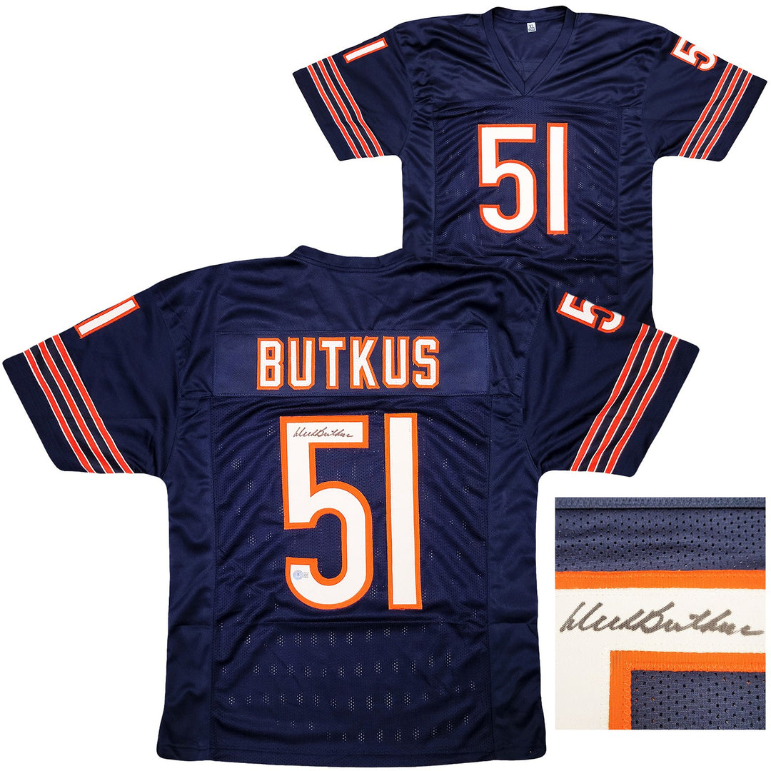 Chicago Bears Dick Butkus Signed Blue Jersey Beckett BAS