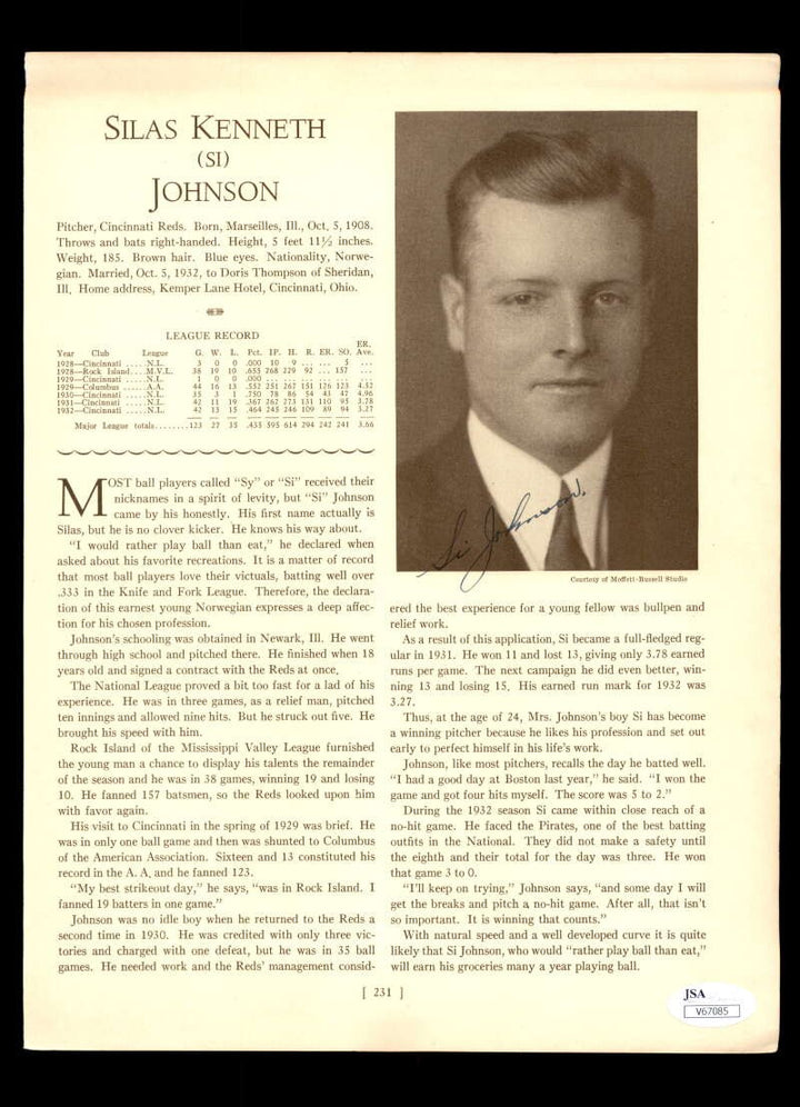 Si & Syl Johnson JSA Coa Signed by 2 9x11 1933 Whos Who Page Autograph