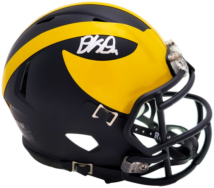 David Ojabo Signed Michigan Wolverines Blue Speed Mini Helmet Beckett