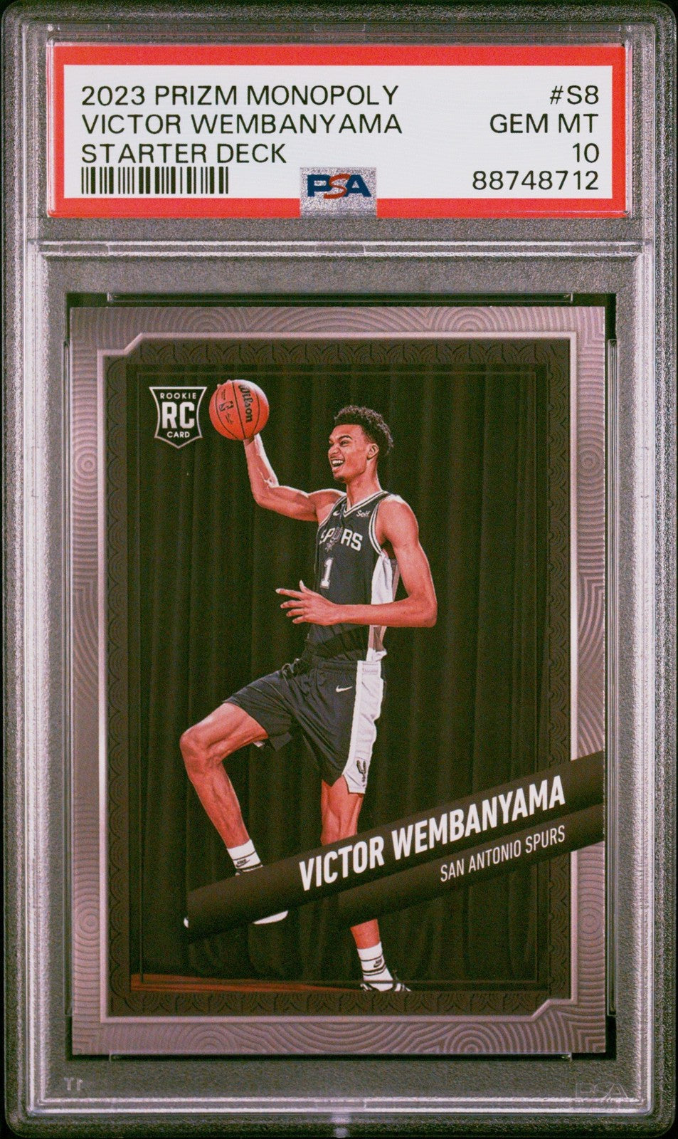 Graded 2023 Panini Prizm Monopoly Victor Wembanyama #S8 Card PSA 10