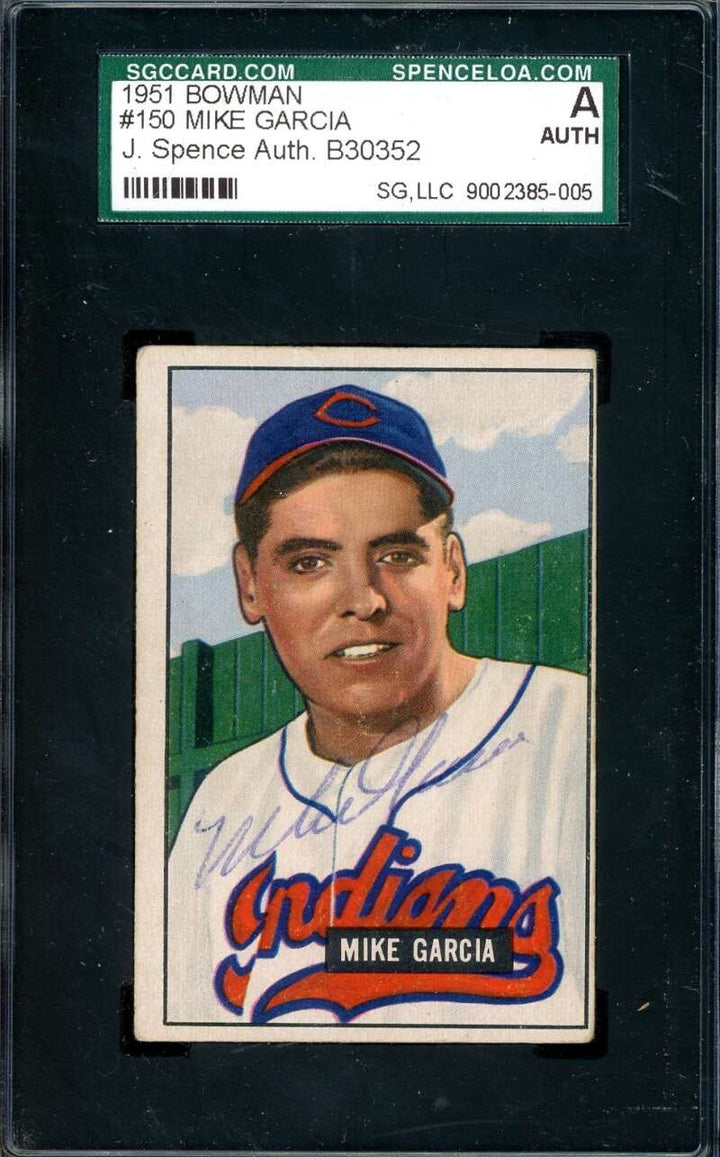 Mike Garcia SGC Coa Signed 1951 Bowman Rookie Autograph