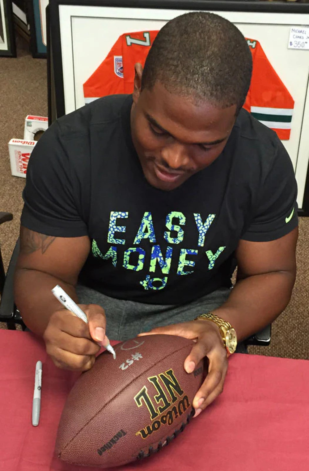 Phillip Dorsett Clive Walford and Denzel Perryman Autographed Wilson NFL Footbal