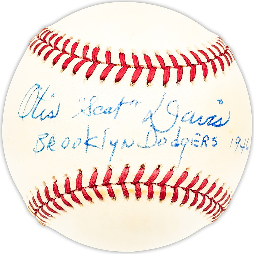Otis Scat Davis Signed Official NL Baseball Brooklyn Dodgers "1946" Beckett QR