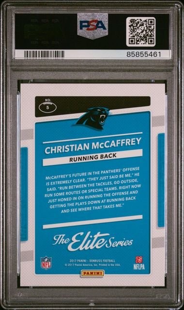 Graded 2017 Donruss Christian McCaffrey #5 Elite Series Rookies Card PSA 10