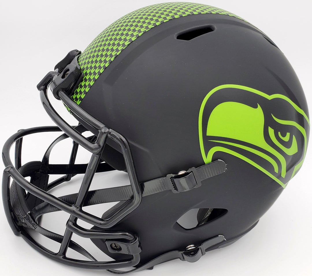 Russell Wilson Signed Seahawks Eclipse Black Full Size Speed Replica Helmet In