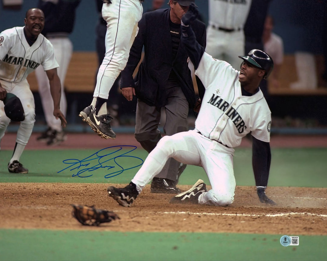 Ken Griffey Jr. Signed 16x20 Photo Seattle Mariners "The Slide" Beckett Witness