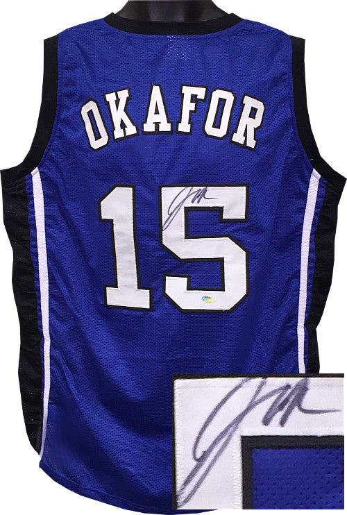 Jahlil Okafor signed Blue Custom Stitched Basketball Jersey XL-SCHWARTZ HOLOGRAM