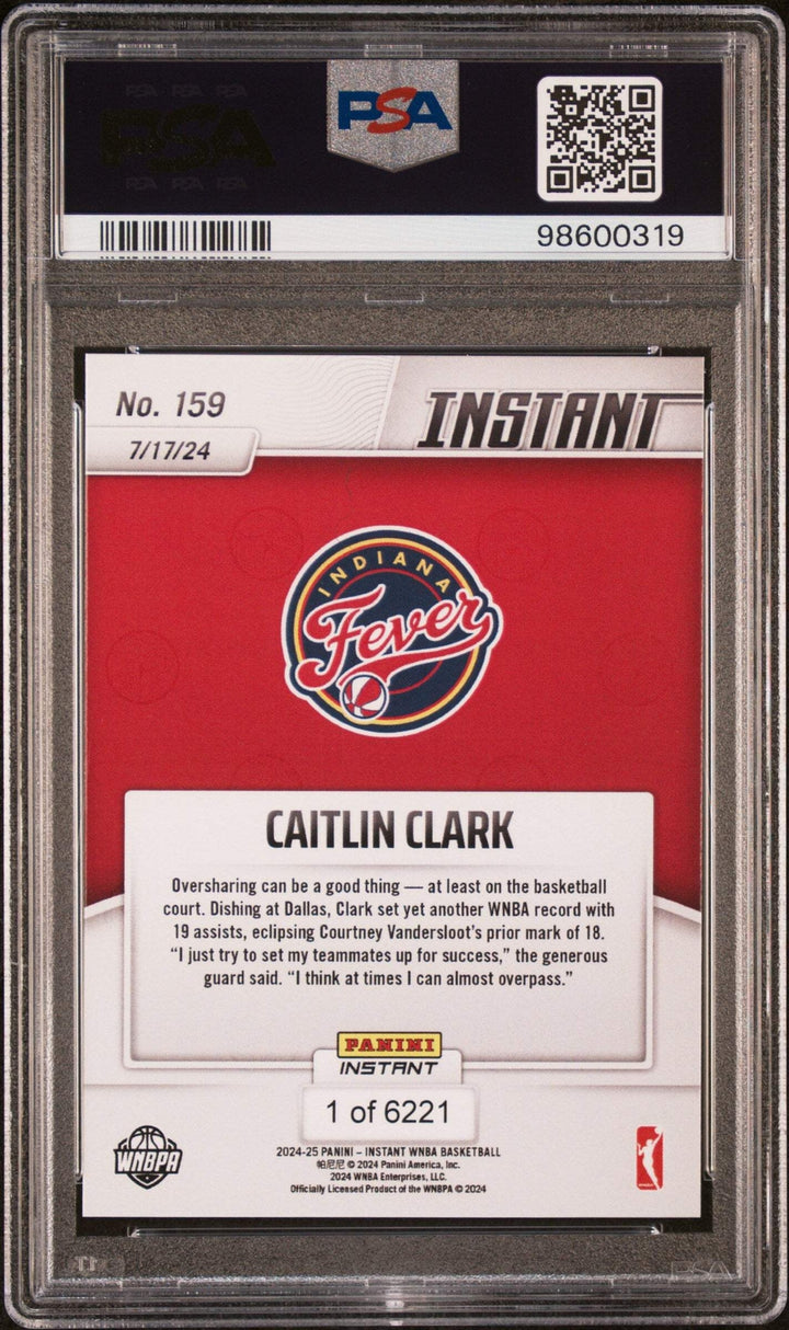 Graded 2024 Panini Instant WNBA Caitlin Clark #159 Rookie Basketball Card PSA 10
