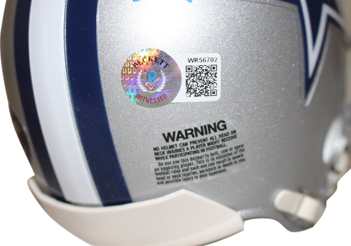Emmitt Smith & Tony Dorsett Signed Dallas Cowboys VSR4 Mini Helmet BAS 37346