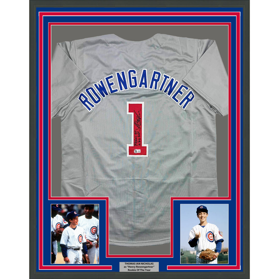 Framed Autographed/Signed Thomas Ian Nicholas 35x39 Chicago Grey Jersey BAS COA
