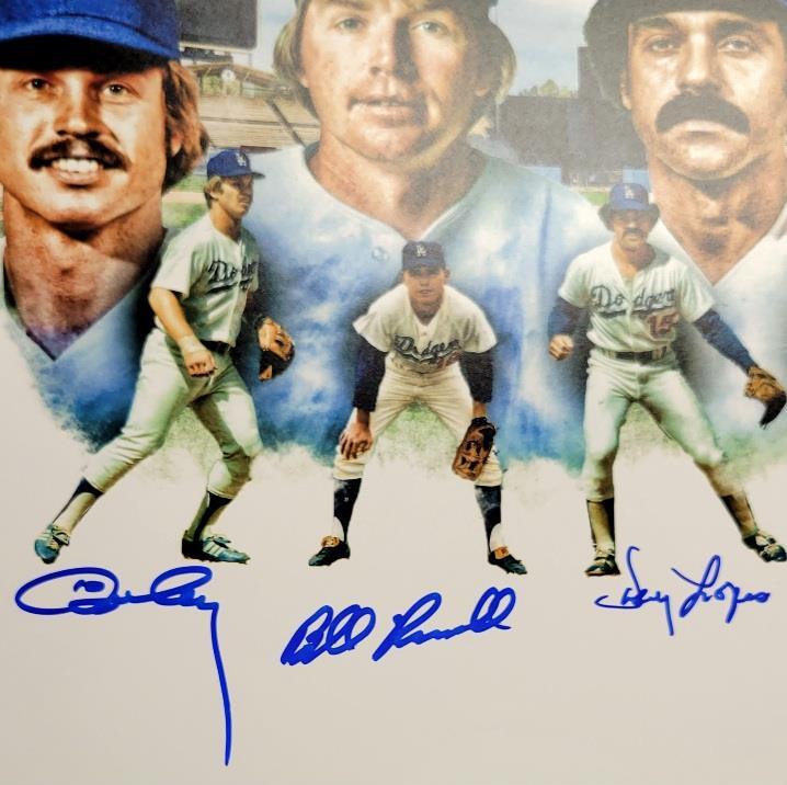 Dodger Infield signed 11x14 Photo #2 Russell Garvey Cey Lopes autograph JSA