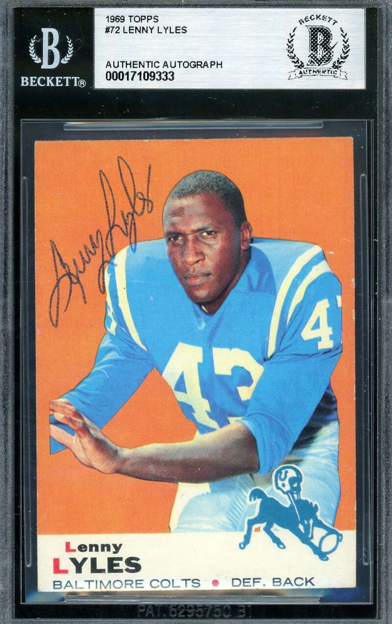 Lenny Lyles Beckett BAS Vintage Signed 1969 Topps Autograph