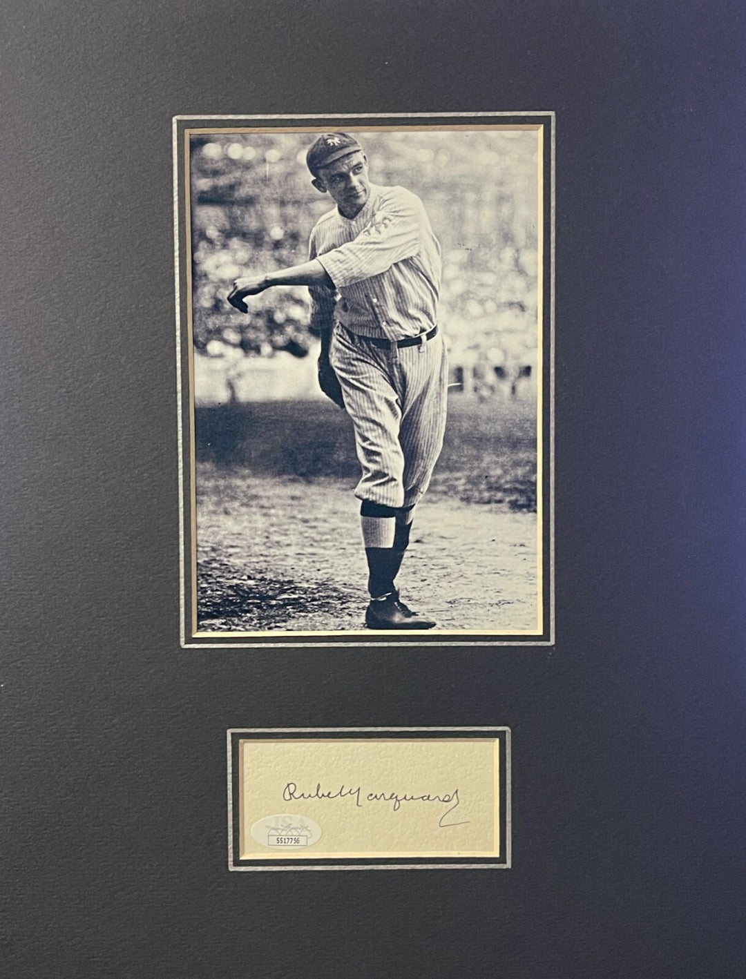 Rube Marguard signed 3x5 Cut Sig- JSA #SS17756-New York Giants 5x7 Matted -11x14