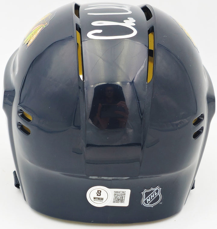 Chris Chelios Signed Chicago Blackhawks Black Mini Helmet "HOF 2013" Beckett Wit