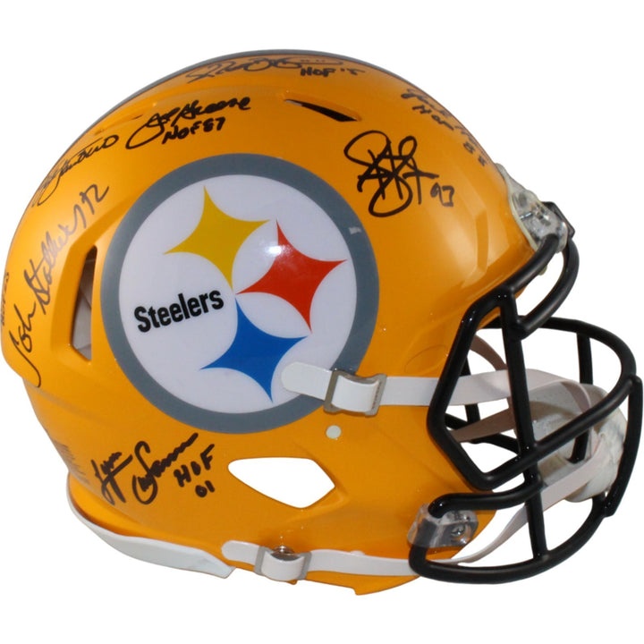 Pittsburgh Steelers Autographed HOF Pro Helmet Franco Bradshaw +12 Beckett 54604