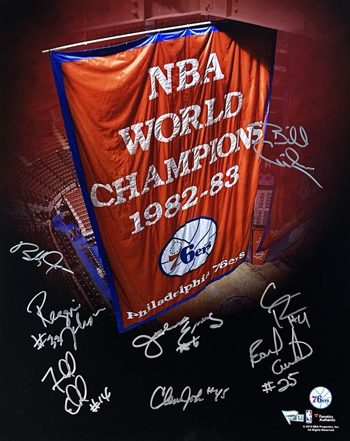 76ers Team Signed 16x20 Framed Photo Auto Julius Erving 1983 NBA Champs Fanatics