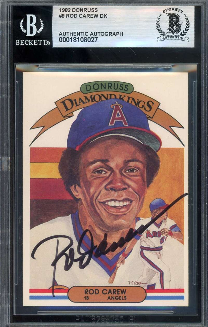Rod Carew Beckett BAS Signed 1982 Donruss Diamond Kings Autograph