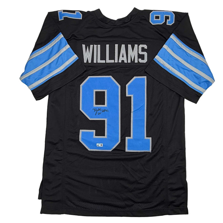 Autographed/Signed Tyleik Williams Detroit Black Jersey Beckett BAS COA