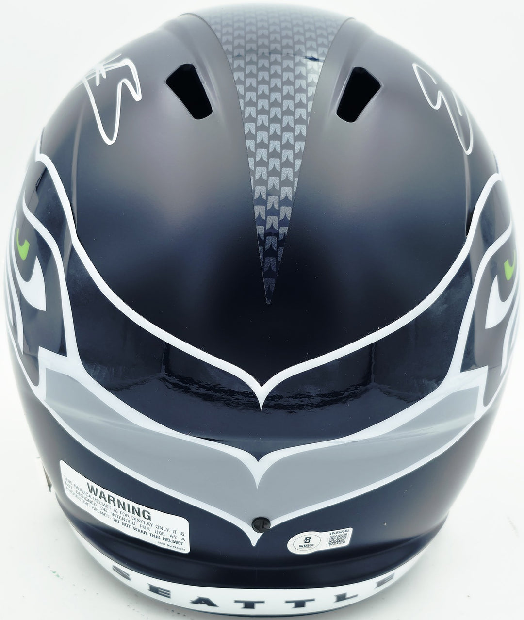Nick Emmanwori Auto Seahawks Blue Full Size Replica Helmet - Sig Twice & Smudged