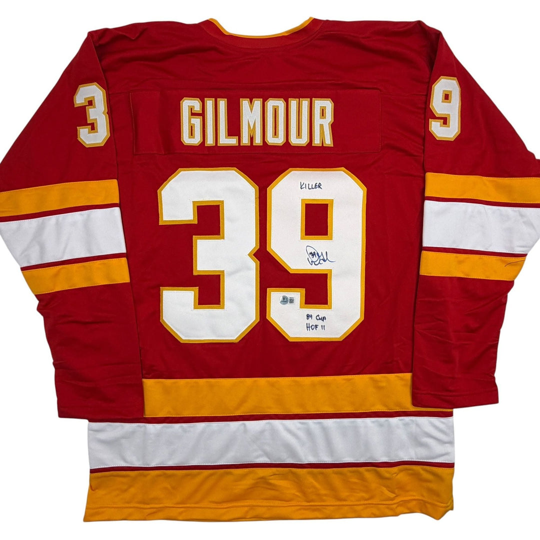 Autographed/Signed Doug Gilmour Calgary Red Hockey Jersey Beckett BAS COA
