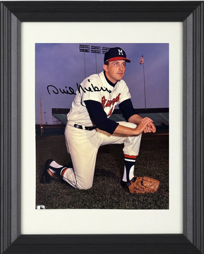 Phil Niekro signed Milwaukee Braves MLB 8x10 Photo minor dings Framed- COA (HOF)