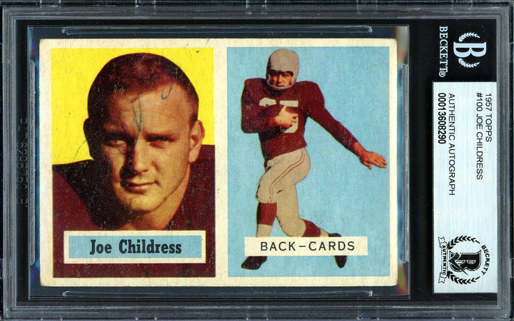 Joe Childress Signed 1957 Topps RC 100 Chicago Cardinals Beckett #13608290