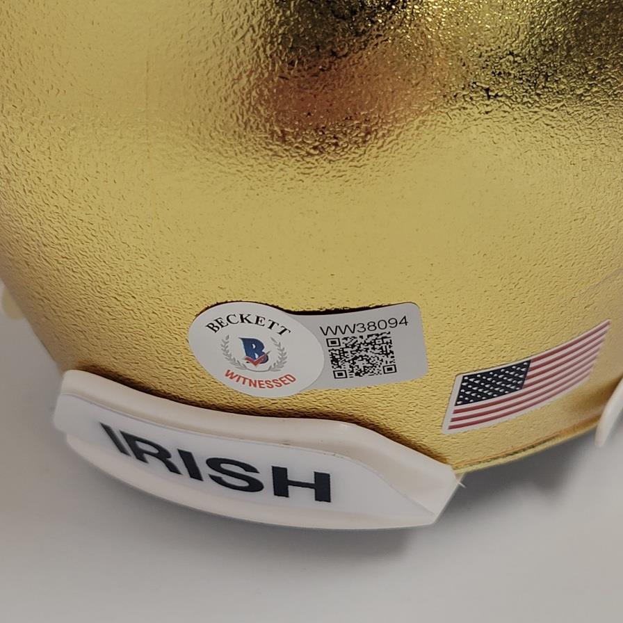The Real Rudy Ruettiger signed Notre Dame Chrome Mini Helmet Beckett BAS Witness