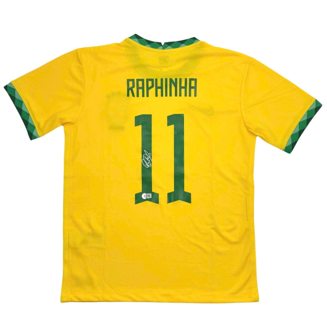 Autographed/Signed Raphinha Raphael Belloli Brazil Yellow Jersey BAS COA