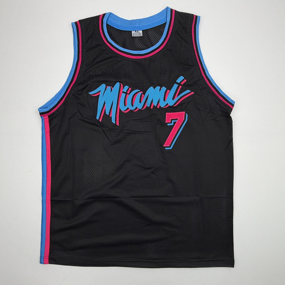 Autographed/Signed Giannis Antetokounmpo #7 Heat Black Vice Jersey JSA COA