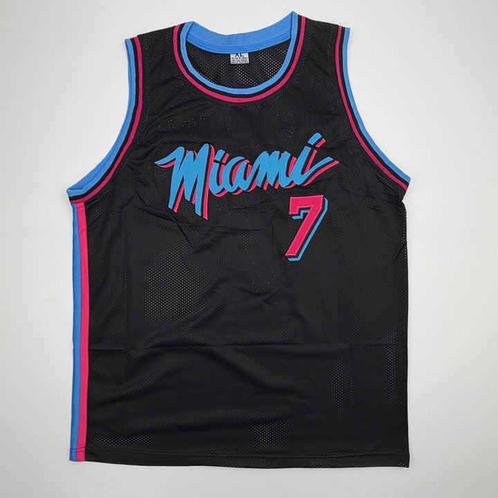 Autographed/Signed Giannis Antetokounmpo #7 Heat Black Vice Jersey JSA COA