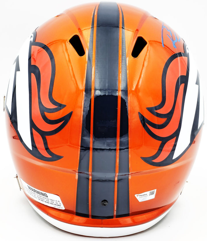 Russell Wilson Auto Broncos Flash Orange Full Size Rep Speed Helmet Fanatics