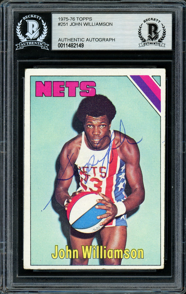 Super John Williamson Signed 1975-76 Topps Card 251 Nets Beckett