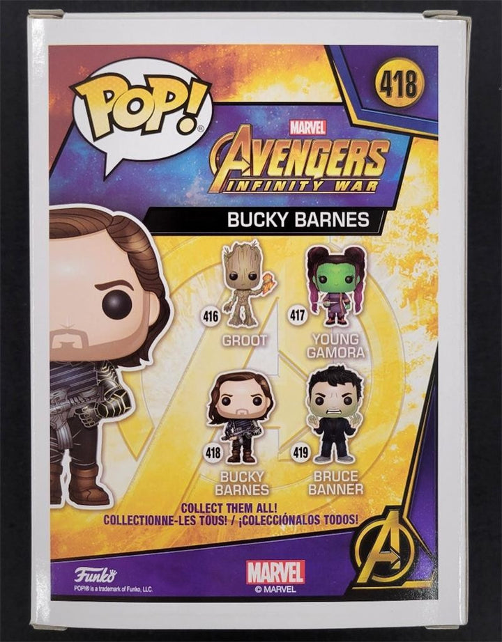 Sebastian Stan signed Bucky Barnes Funko Pop! 418 Avengers autograph Beckett BAS