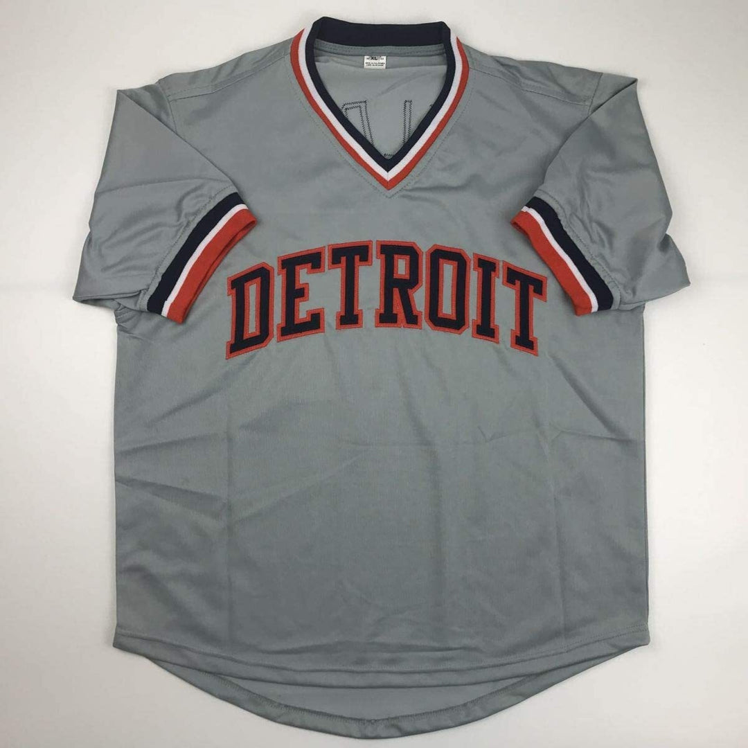 Autographed/Signed CECIL FIELDER Detroit Grey Baseball Jersey JSA COA Auto
