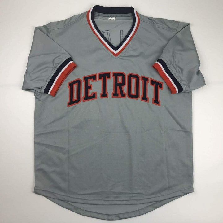 Autographed/Signed CECIL FIELDER Detroit Grey Baseball Jersey JSA COA Auto