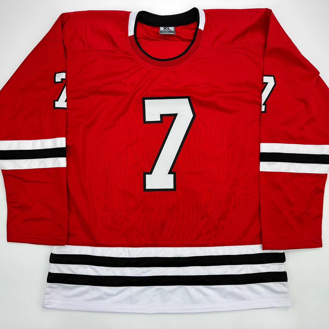 Facsimile Autographed Chris Chelios Chicago Red Reprint Jersey Size Men's XL