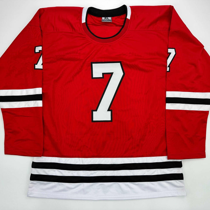 Facsimile Autographed Chris Chelios Chicago Red Reprint Jersey Size Men's XL