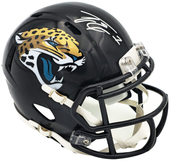 Travis Etienne Signed Jacksonville Jaguars Black Speed Mini Helmet Beckett BAS