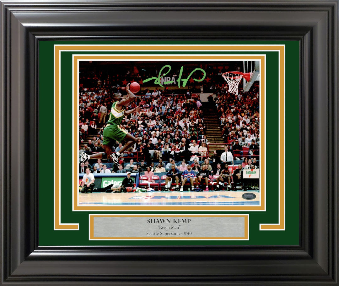 Shawn Kemp Auto Framed 8x10 Photo Seattle Supersonics Slam Dunk Contest MCS Holo
