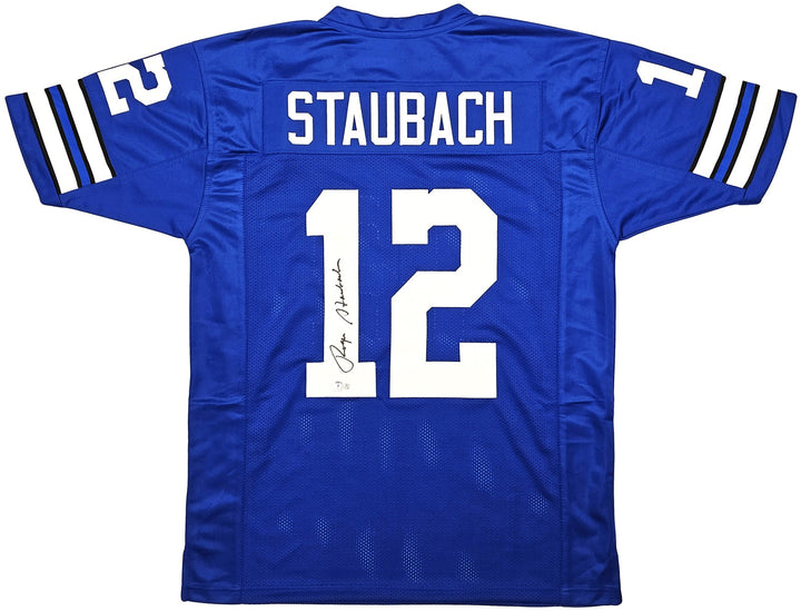 Dallas Cowboys Roger Staubach Signed Royal Blue Jersey Beckett Wit