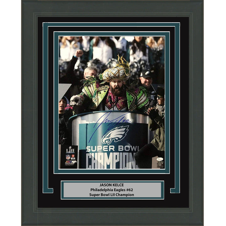 Framed Autographed/Signed Jason Kelce Super Bowl Eagles 16x20 Photo PSA COA