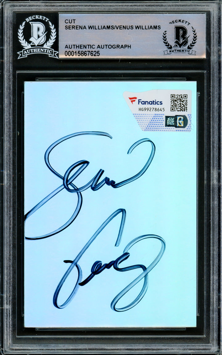 Serena & Venus Williams Autographed 2.5x3.5 Cut Signature Holo Foil Beckett