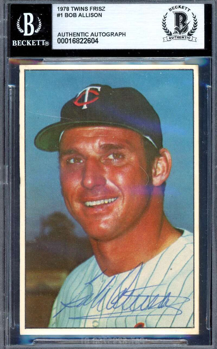Bob Allison Beckett BAS Signed 1978 Frisz Twins Autograph