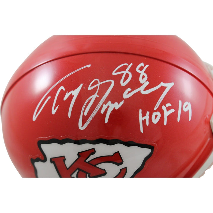 Tony Gonzalez Autographed Kansas City Chiefs VSR4 Mini Helmet HOF Beckett 56416