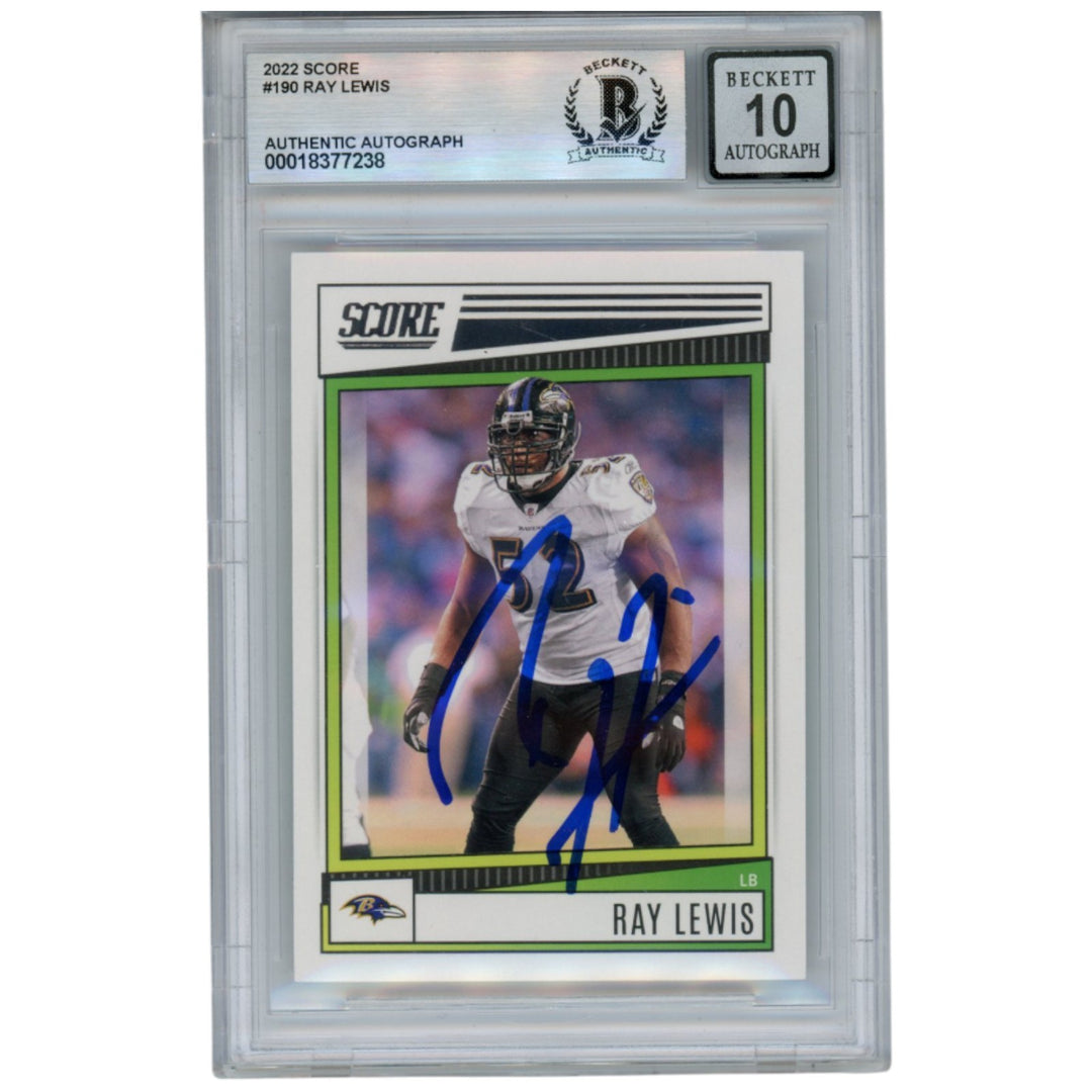 Ray Lewis Autographed/Signed 2022 Score #190 Trading Card Beckett 52908