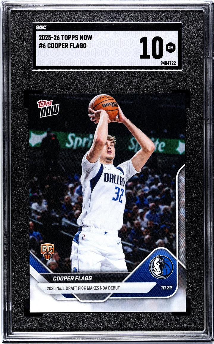 Graded 2025 Topps Now Cooper Flagg #6 Rookie RC Card SGC 10 Gem Mint